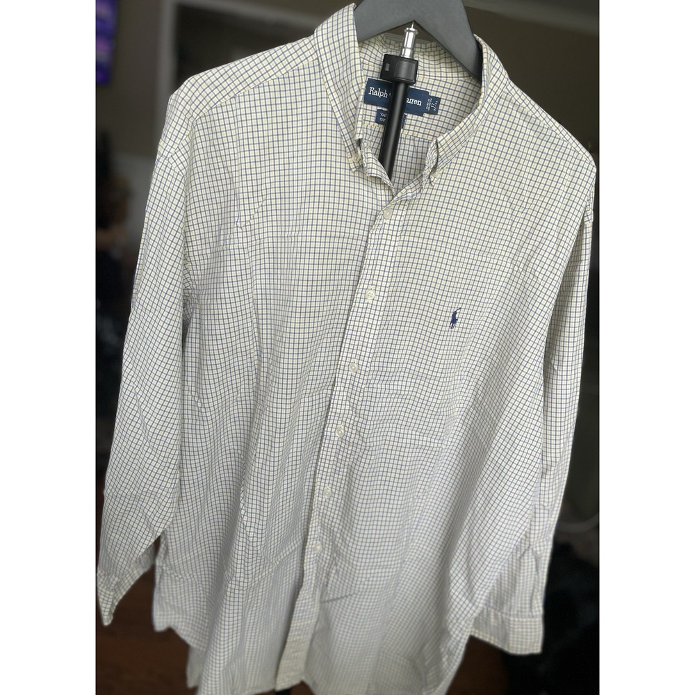 Polo Ralph Lauren Men's XL Yellow Blue Plaid Long Sleeve Button Down Shirt - Picture 1 of 4